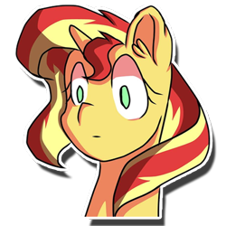 Size: 512x512 | Tagged: safe, artist:kenishra, sunset shimmer, pony, unicorn, blank stare, bust, ear fluff, portrait, simple background, solo, transparent background