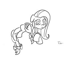 Size: 1280x1024 | Tagged: artist needed, safe, fluttershy, pegasus, pony, female, mare, monochrome, solo