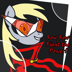 Size: 925x925 | Tagged: safe, artist:doctorgiratina, derpy hooves, pegasus, pony, cape, clothes, kamina, kamina sunglasses, row row fight tha powah, solo, tengen toppa gurren lagann