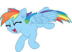 Size: 3840x2797 | Tagged: safe, alternate version, artist:eagle1division, derpibooru import, rainbow dash, pegasus, pony, cute, dashabetes, detailed wings, eyes closed, floppy ears, happy, jumping, open mouth, simple background, smiling, solo, spread wings, transparent background, vector, wings