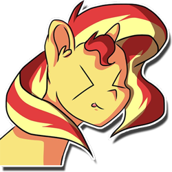 Size: 512x512 | Tagged: safe, artist:kenishra, sunset shimmer, pony, bleh, eyes closed, simple background, smiling, solo, tongue out, transparent background