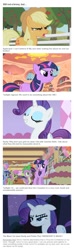 Size: 520x1747 | Tagged: safe, edit, edited screencap, screencap, applejack, merry may, minuette, rarity, spike, twilight sparkle, dragon, earth pony, pony, unicorn, ponyville confidential, captions