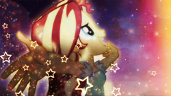 Size: 1920x1080 | Tagged: safe, artist:tailinr1lolnew, sunset shimmer, equestria girls, my past is not today, rainbow rocks, clothes, open mouth, solo, stars, wallpaper