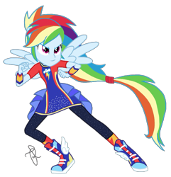 Size: 1974x2048 | Tagged: safe, artist:ilaria122, derpibooru import, rainbow dash, better together, equestria girls, forgotten friendship, alternate hairstyle, clothes, dress, leggings, ponied up, shoes, simple background, sneakers, solo, transparent background