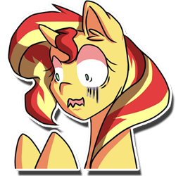 Size: 512x512 | Tagged: safe, artist:kenishra, sunset shimmer, pony, ear fluff, horrified, open mouth, simple background, solo, transparent background, wavy mouth