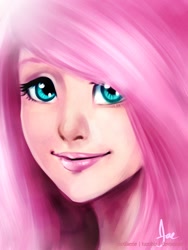 Size: 768x1024 | Tagged: safe, artist:riotfaerie, fluttershy, human, bust, humanized, light skin, portrait, solo