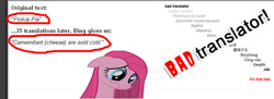 Size: 680x248 | Tagged: safe, pinkie pie, earth pony, pony, bad translator, female, mare, pink coat, pink mane, solo