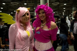 Size: 1024x683 | Tagged: safe, artist:aktrez, fluttershy, pinkie pie, human, cosplay, irl, irl human, jessica nigri, photo