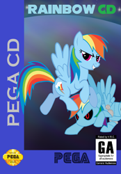 Size: 929x1334 | Tagged: artist needed, safe, derpibooru import, edit, rainbow dash, pegasus, pony, metal rainbow dash, sega cd, sonic cd