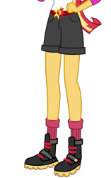 Size: 1206x1918 | Tagged: safe, artist:teentitansfan201, edit, sunset shimmer, equestria girls, legend of everfree, boots, clothes, cropped, legs, pictures of legs, shorts, simple background, socks, solo, transparent background, vector, vector edit