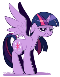 Size: 900x1156 | Tagged: safe, artist:kunaike, derpibooru import, twilight sparkle, twilight sparkle (alicorn), alicorn, pony, female, mare, solo, twilight is not amused, unamused