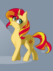 Size: 2250x3000 | Tagged: safe, artist:hardbrony, sunset shimmer, pony, unicorn, chest fluff, cute, shimmerbetes, signature, simple background, smiling, solo