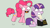 Size: 1169x658 | Tagged: safe, artist:kai-t-linbee, derpibooru import, pinkie pie, twilight sparkle, earth pony, pony, unicorn, duo, duo female, female, horn, mare, multicolored mane, pink coat, pink mane, purple coat