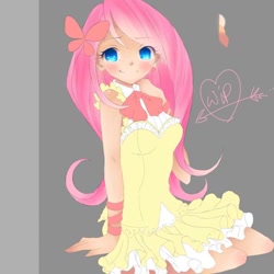 Size: 590x590 | Tagged: safe, artist:bangela-sama, fluttershy, human, humanized, light skin, pixiv, solo, wip