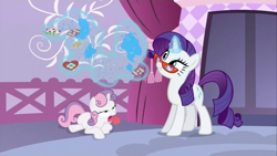 Size: 1920x1080 | Tagged: safe, screencap, rarity, sweetie belle, pony, unicorn, for whom the sweetie belle toils, female, filly, horn, mare, siblings, sisters