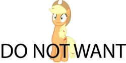 Size: 1000x498 | Tagged: safe, applejack, earth pony, pony, image macro, nope.avi, reaction image, solo