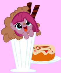 Size: 513x613 | Tagged: safe, artist:ask-pinkanena, artist:moonlight-the-pony, pinkie pie, earth pony, pony, cinnamon bun, cute, cuteamena, milkshake, pinkamena diane pie, solo