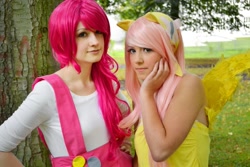 Size: 1000x667 | Tagged: safe, artist:kaptainlexx, fluttershy, pinkie pie, human, cosplay, irl, irl human, photo