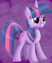 Size: 1280x1564 | Tagged: safe, artist:twilightmike, derpibooru import, twilight sparkle, pony, unicorn, female, grin, horn, mare, purple coat, purple mane, solo