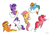 Size: 2400x1694 | Tagged: safe, artist:fluttershythekind, derpibooru import, applejack, fluttershy, pinkie pie, rainbow dash, rarity, twilight sparkle, twilight sparkle (alicorn), alicorn, butterfly, earth pony, pegasus, pony, unicorn, apple, book, cloud, female, food, mane six, mare, simple background, smiling, white background