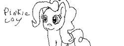 Size: 320x120 | Tagged: safe, artist:elusive, pinkie pie, earth pony, pony, coy, miiverse, monochrome, solo