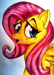 Size: 1370x1906 | Tagged: safe, artist:tomek2289, fluttershy, pegasus, pony, female, mare, solo, traditional art