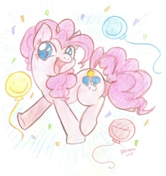 Size: 867x921 | Tagged: safe, artist:banami-luv, pinkie pie, earth pony, pony, balloon, solo, traditional art