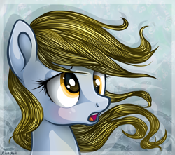 Size: 3400x3000 | Tagged: safe, artist:vird-gi, derpy hooves, pegasus, pony, blushing, female, flowing mane, mare, open mouth, solo