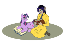 Size: 3363x2209 | Tagged: safe, artist:jopale-opal, derpibooru import, twilight sparkle, human, book, glasses, reading