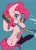 Size: 1433x1983 | Tagged: safe, alternate version, artist:setoya, derpibooru import, pinkie pie, rainbow dash, earth pony, pegasus, pony, secrets and pies, blue background, chromatic aberration, female, food, looking at you, mare, pie, simple background