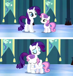 Size: 1276x1328 | Tagged: safe, screencap, rarity, sweetie belle, pony, unicorn, for whom the sweetie belle toils, hug