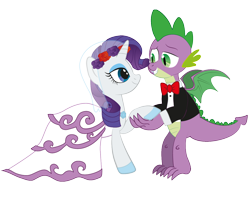 Size: 1280x1024 | Tagged: safe, artist:raggyrabbit94, rarity, spike, dragon, pony, unicorn, clothes, dress, female, male, older, shipping, sparity, straight, suit, teenage spike, wedding, wedding dress, winged spike, wings