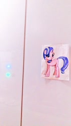 Size: 576x1024 | Tagged: safe, artist:wagomu_pegasisu, starlight glimmer, pony, unicorn, female, fridge art (literally), mare, photo, refrigerator, smiling, traditional art