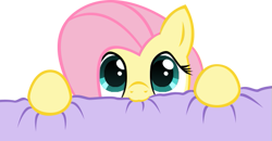 Size: 535x279 | Tagged: safe, artist:skorpionletun, fluttershy, pegasus, pony, bed, cute, nom, shyabetes, simple background, solo, transparent background