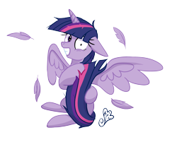 Size: 3555x2854 | Tagged: safe, artist:etiluos, derpibooru import, twilight sparkle, twilight sparkle (alicorn), alicorn, pony, feather, female, floppy ears, gritted teeth, insanity, mare, mismatched eyes, petting, shrunken pupils, simple background, solo, tail pull, transparent background, twilight snapple