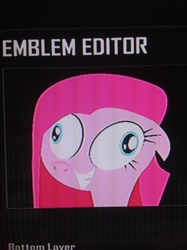 Size: 1936x2592 | Tagged: safe, pinkie pie, earth pony, pony, black ops 2, contemplating insanity, derp, emblem editor, pinkamena diane pie, solo