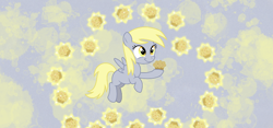 Size: 898x419 | Tagged: safe, artist:pinkypie4522, derpy hooves, pegasus, pony, female, mare, muffin, solo