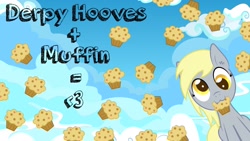 Size: 1920x1080 | Tagged: safe, artist:lieutenantwaffles, derpy hooves, pegasus, pony, :3, female, heart, mare, muffin, solo, that pony sure does love muffins
