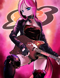 Size: 600x776 | Tagged: safe, artist:d-lowell, pinkie pie, anthro, fashion, guitar, musical instrument, pinkamena diane pie, punk, solo