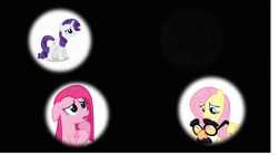 Size: 1366x768 | Tagged: safe, fluttershy, pinkie pie, rarity, earth pony, pegasus, pony, unicorn, female, horn, mare, swapped cutie marks