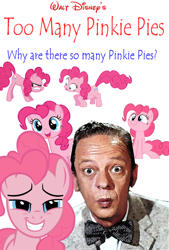 Size: 820x1216 | Tagged: safe, pinkie pie, earth pony, pony, too many pinkie pies, clone, disney, don knotts, movie poster, pinkie clone, text