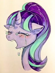 Size: 768x1024 | Tagged: safe, artist:hosikawa, starlight glimmer, pony, unicorn, bust, crying, female, mare, portrait, solo