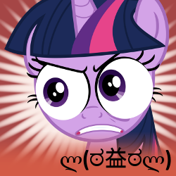 Size: 250x250 | Tagged: safe, derpibooru import, twilight sparkle, pony, unicorn, female, horn, mare, purple coat, purple mane, solo, special eyes, spoilered image joke