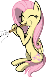 Size: 3627x6000 | Tagged: safe, artist:subjectbubblegum, fluttershy, pegasus, pony, eyes closed, flute, musical instrument, playing, sitting, solo