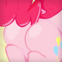 Size: 128x128 | Tagged: safe, pinkie pie, earth pony, pony, female, mare, pink coat, pink mane, plot, simple background, solo