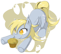 Size: 8059x7157 | Tagged: safe, artist:zaiyaki, derpy hooves, pegasus, pony, absurd resolution, female, mare, muffin, solo