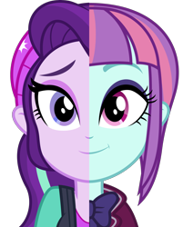 Size: 3216x4000 | Tagged: safe, artist:diegator007, starlight glimmer, sunny flare, equestria girls, spoiler:eqg specials, absurd resolution, beanie, clothes, crystal prep academy uniform, hat, school uniform, simple background, split screen, transparent background