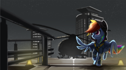 Size: 1745x980 | Tagged: safe, artist:theprince, derpibooru import, rainbow dash, pegasus, pony, clothes, female, helicopter, hoodie, mare, solo