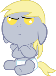 Size: 6000x8128 | Tagged: safe, artist:sir-teutonic-knight, derpy hooves, pony, absurd resolution, baby, baby pony, cute, derpabetes, diaper, filly, foal, simple background, solo, transparent background, unamused, vector