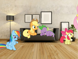 Size: 1264x960 | Tagged: safe, artist:djmusicandcartoons, derpibooru import, apple bloom, applejack, fluttershy, rainbow dash, spike, irl, photo, ponies in real life